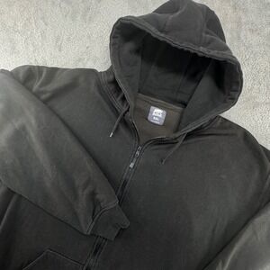 BERNE Mens Black Full Zip Hoodie‎ Sweatshirt Thermal Lined Workwear Size 3XL